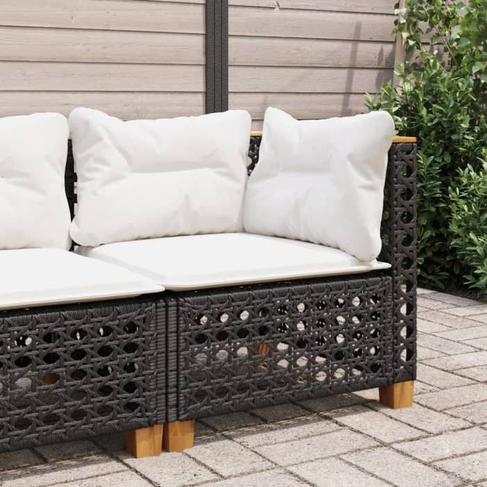 VidaXL Garden Corner Sofa with Cushions Black Wicker, Garden Corner Sofa, Garden Corner Seat 365923