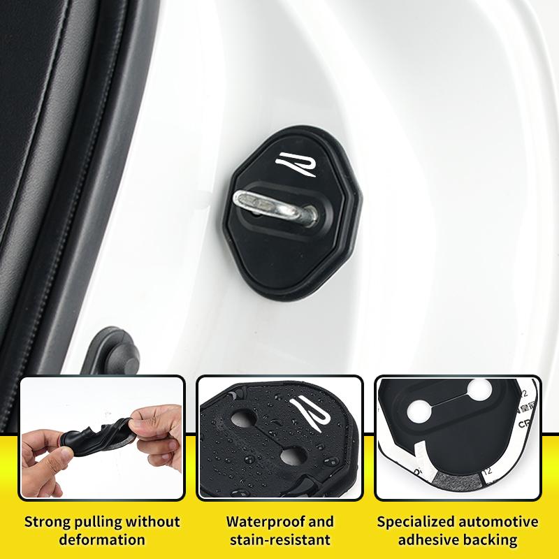 4-Piece Set of Universal HSHYI6 Wear-Resistant Silicone Car Door Lock Covers For VW R Scirocco Jetta Beetle Golf Tiguan Touran Passat