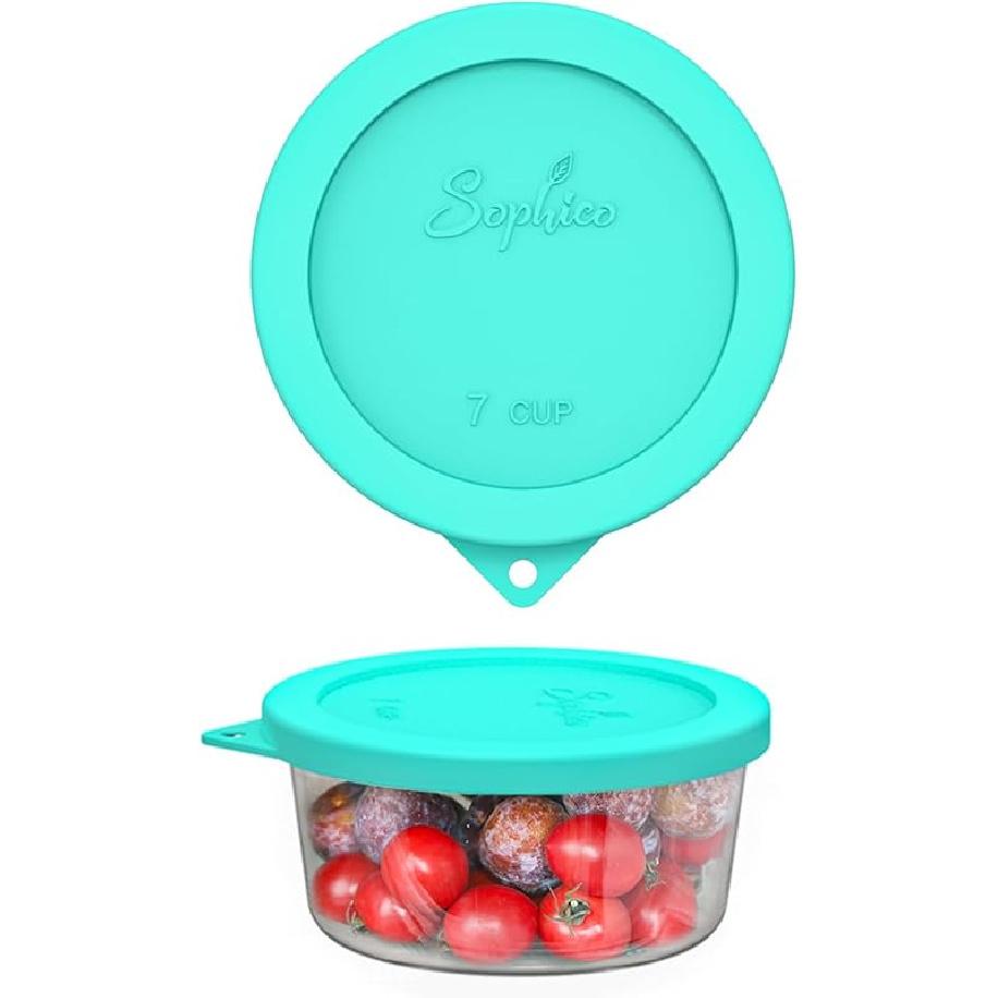 Sophico Round Silicone Storage Cover Lids Replacement for Anchor Hocking and Pyrex 7402-PC 6/7 Cup Glass Bowls (Container not Included)(Mint - 2 Mint - 1 pack