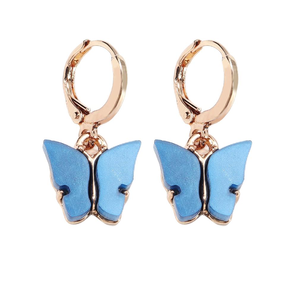 A Pair 2.5×1.3cm Alloy Ear Clip Earrings Acrylic Butterfly Shape Fashion Ear Hooks Diy Women Gift Jewelry Accessories