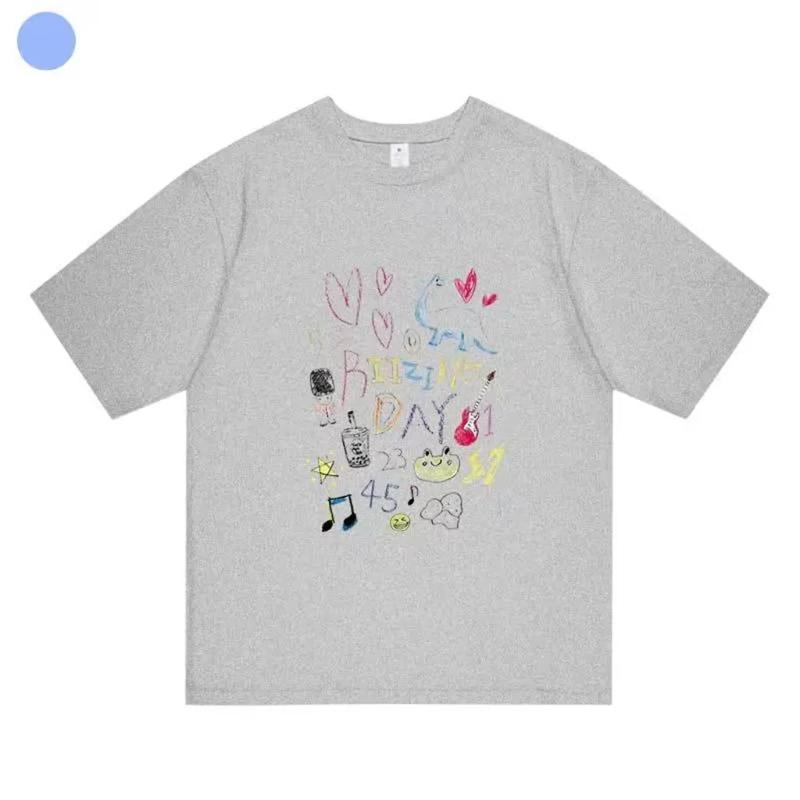 2024 Kpop Korean Trend Stars Same Style Letter DAY T-shirt Fans Women Men Summer Oversized Cotton Printe T-shirt