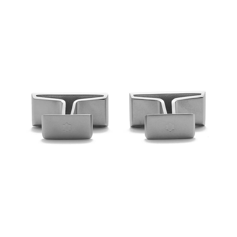 Montblanc Mens Steel Rectangular Cufflinks Silver Gray Men accessories 114760 Cufflink