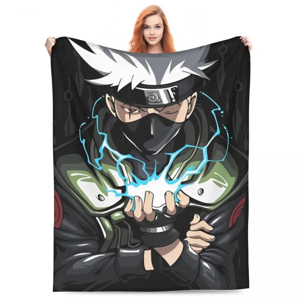 Japanese Anime Graphic Blankets N-Narutos Flannel Novelty Soft Throw Blankets for Home All Season