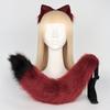 Cat ears and tail cosplay Handmade jewelry set featuring realistic animal ear headbands and tail accessories