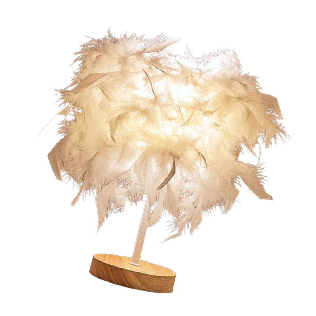 Feather Table Lamp Light Luxury Bedside Lamp Night Light for Bedroom Living Room Party Wedding