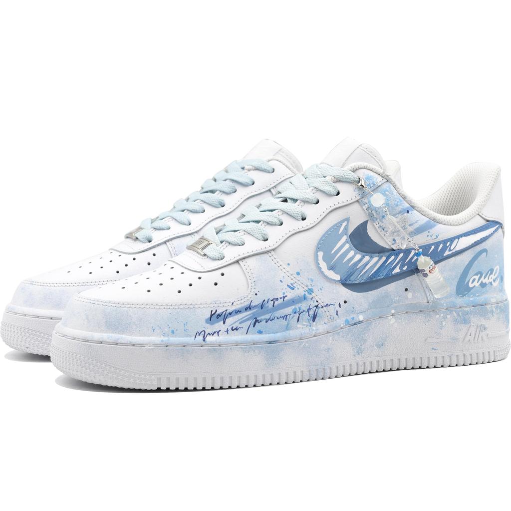 Nike Air Force 1 Box Action, Rain After The Storm, Distressed, Hand Drawn Cow Leather Abrasion Resistant Low Top CW2288-111(Team204-)