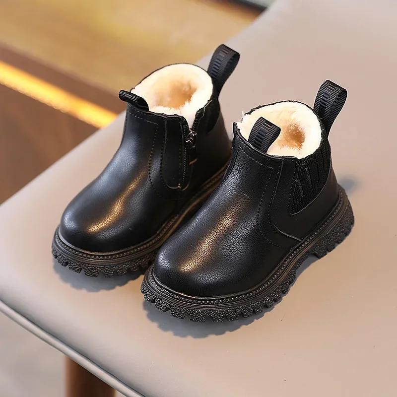 Skin-friendly Velvet Children Winter Boots Chelsea Boots Kids Girl Leisure Baby Boy Platform School Shoes Child I07168