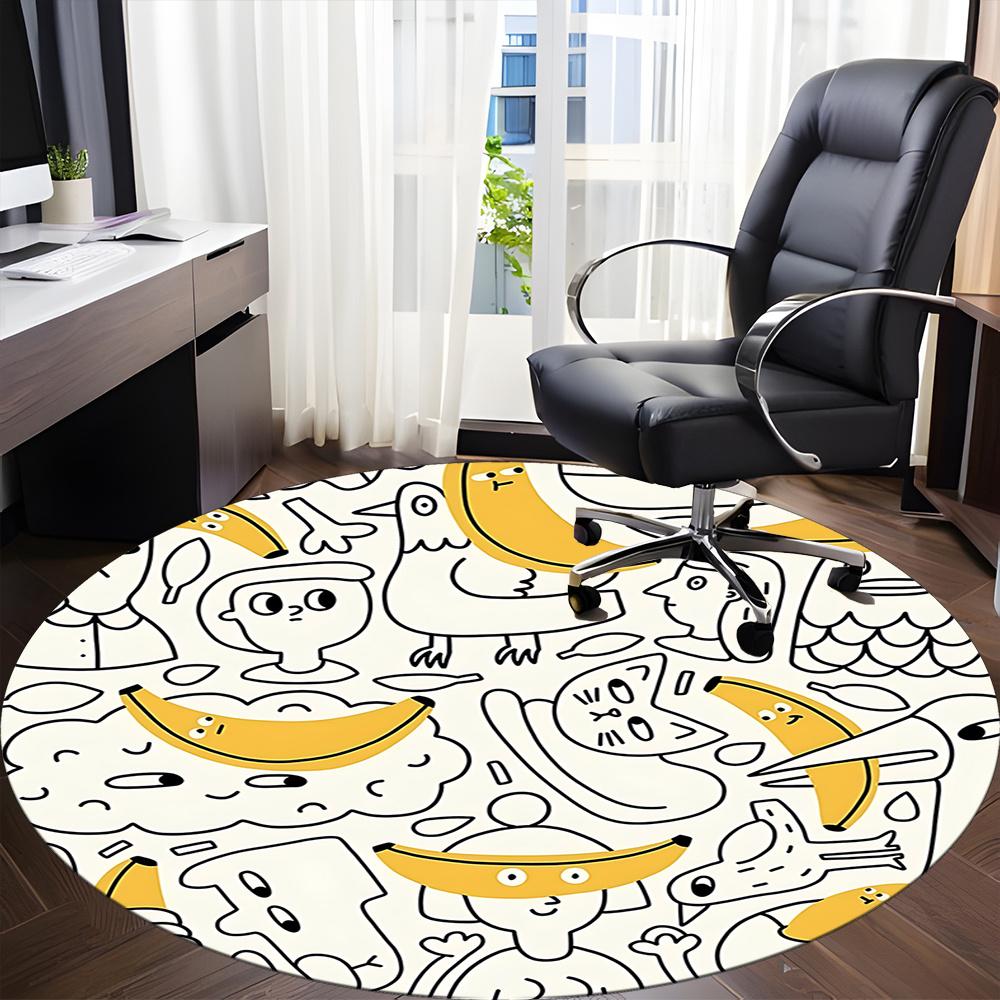 1pc Banana Party Office Round Area Rug, Indoor Mat Suitable ForOffice, Under Office Chairs Bedroom Living Room Home Decor, Room Decot062