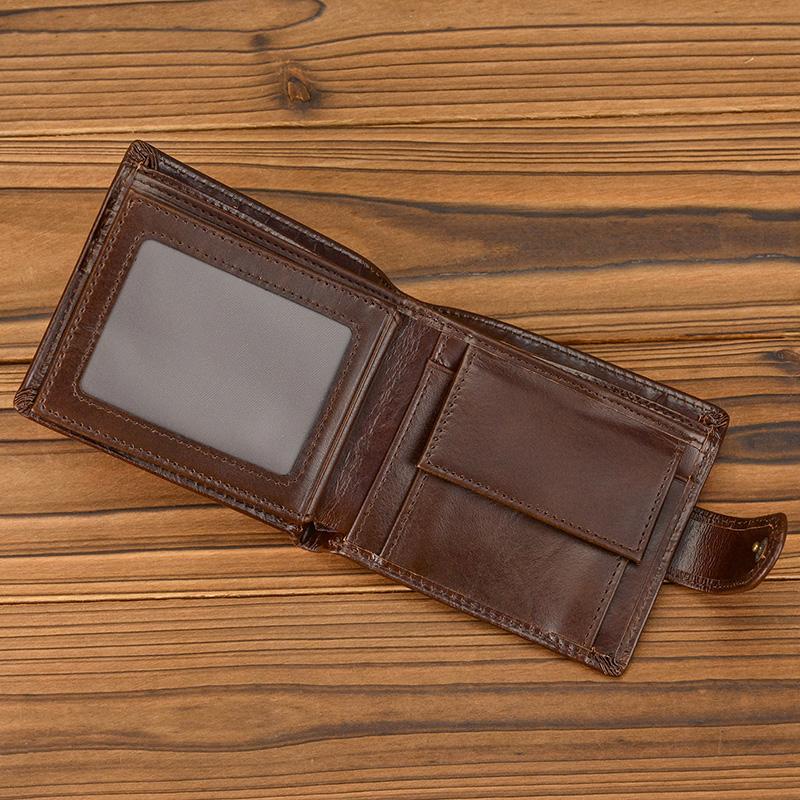 

Fashion Men Leather Wallet Smooth Cowksin Business Short Purse Card Holder For Men Male Coin Purse Bag Short Wallets For Cash кавовий