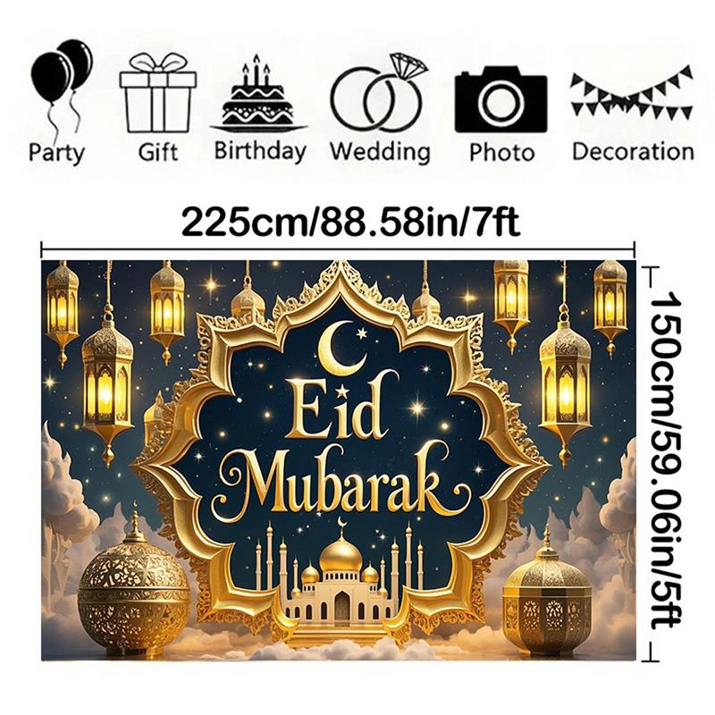 Golden Mosques and Lanterns Backdrop,Creating Festive Atmosphere,for Event Decor,Studio Photography,Event Supplies