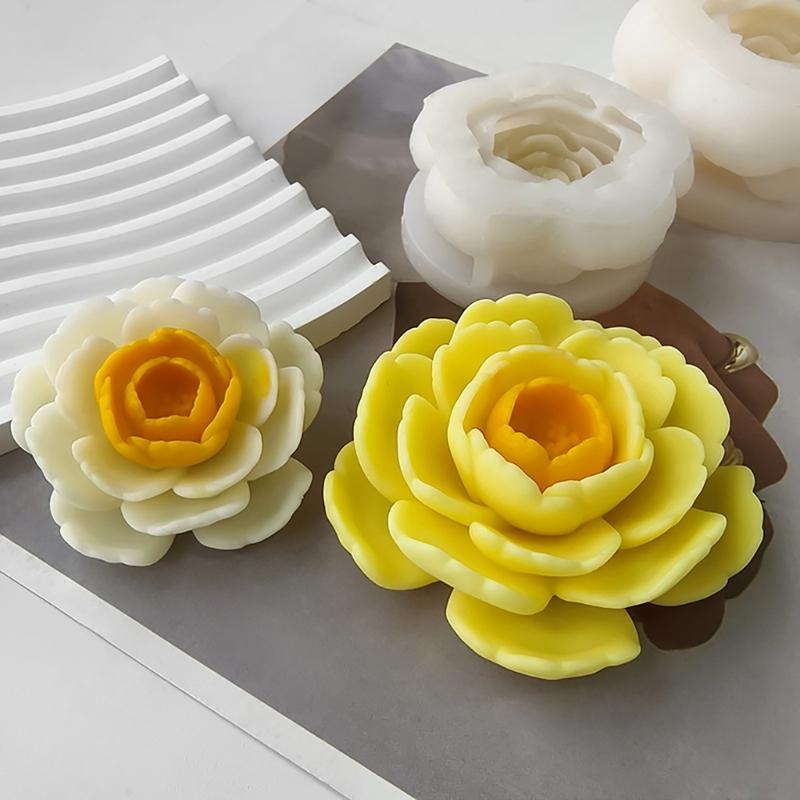 Camellia Flower Silicone Mold DIY Scented Candle Making Handmade Soap Mold DIY