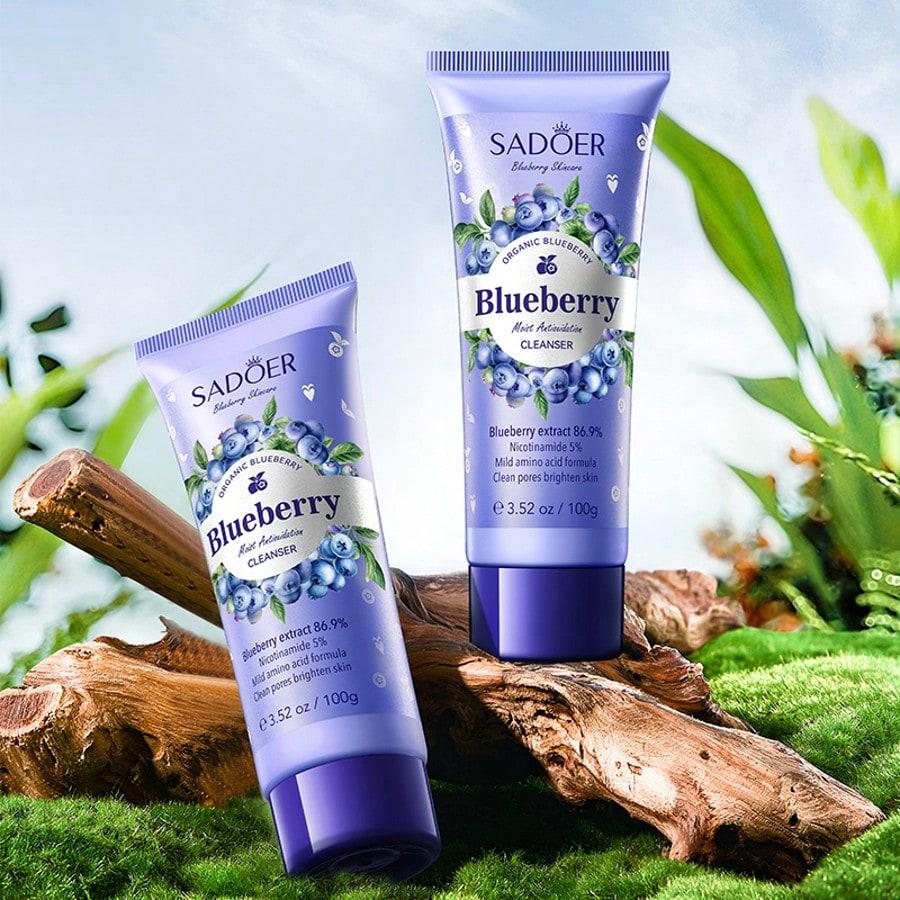 1PC Blueberry Amino Acid Gentle Facial Cleanser,Clean Pores And Brightens,Refreshing And Moisturizin