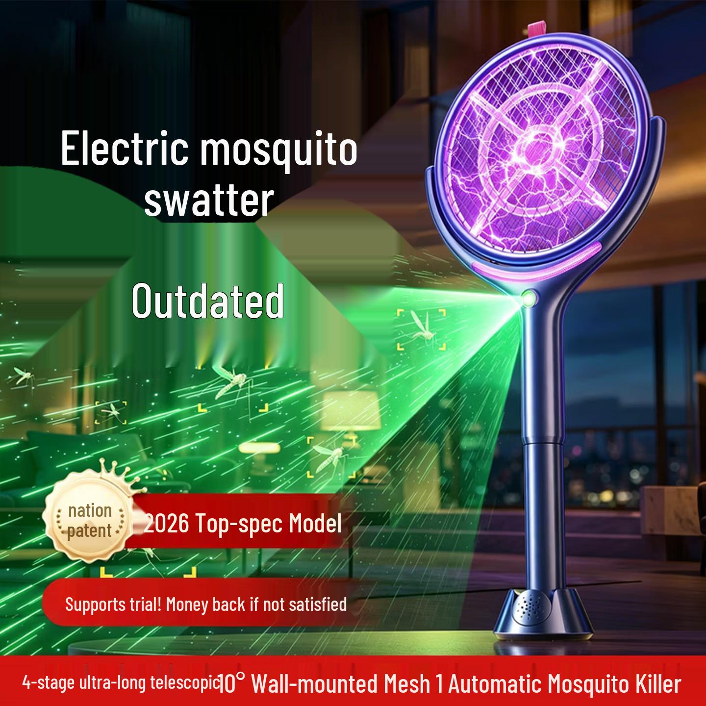 Retractable 2-in-1 Electric Desktop Mosquito Swatter 3001mAh-4000mAh included