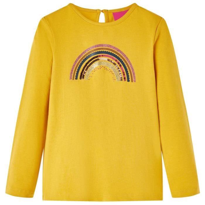 T-shirt enfants à manches longues imprimé arc-en-ciel 2 couleurs et 5 dimensions disponibles