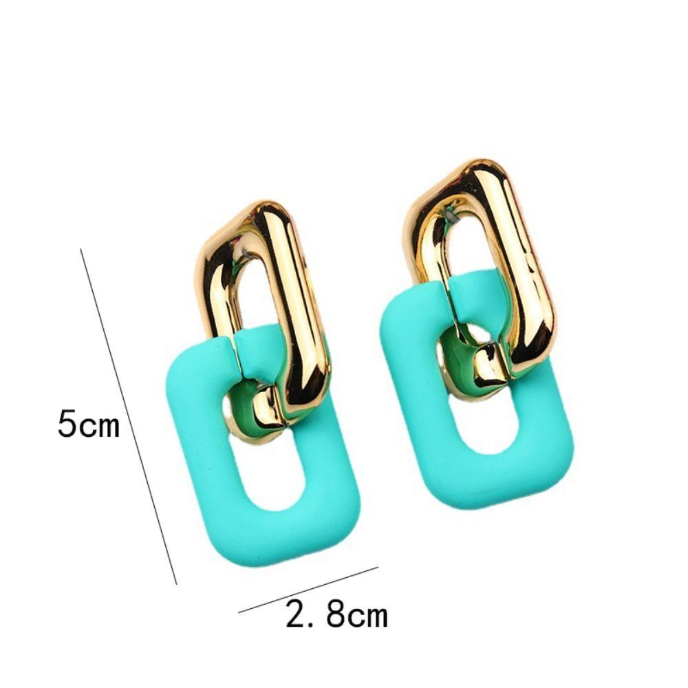Acrylic Link Chain Earrings Light Weight Square Drop Earrings Fashion Jewelry Colorful Earring