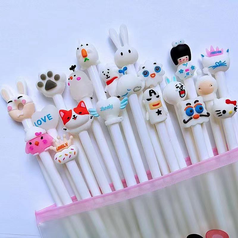 Cute Cartoon Soft Rubber Ballpoint Pen for Students and Kids - Decompression Neutral Tip