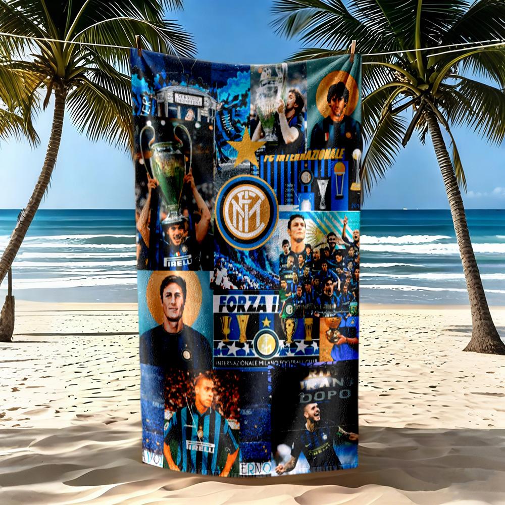 Inter Milan Beach Towel High Absorbency Quickdry Comfortable Lightweight Suitable For Swimming Gym Camping Yoga Vacation