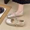 French Great-looking Flat-soled Silver Single Shoes Women's New Summer Skirt Mary Jane Shoes Ballet Evening Shoes