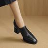 2024 Newest Women Pumps Thick Heels Square Toe Shoes Woman Mature Genuine Leather Spring Summer Basic Office Ladies Working
