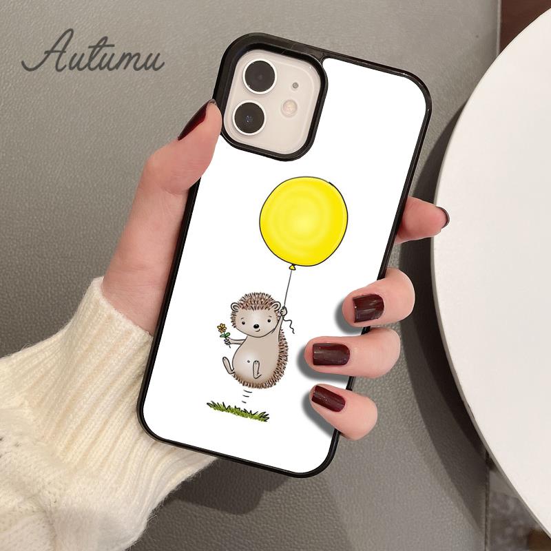 Igel und Ballon Handyhülle für iPhone 17 Air 15 16 16e 11 12 13 14 Pro Max Plus coque Fundas Shell