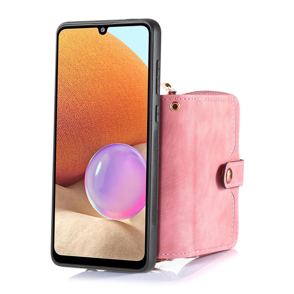 For Xiaomi Poco F7 Pro 5G/Xiaomi Redmi K80 5G PU Leather Phone Back Cover with Zipper Card Holder and Long Strap