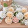 3-Head Dahlia Simulated Flower Silk Flower Fake Flower Dark Fragrant Ball Chrysanthemum Home Decoration Wedding Hall Flower Arrangement