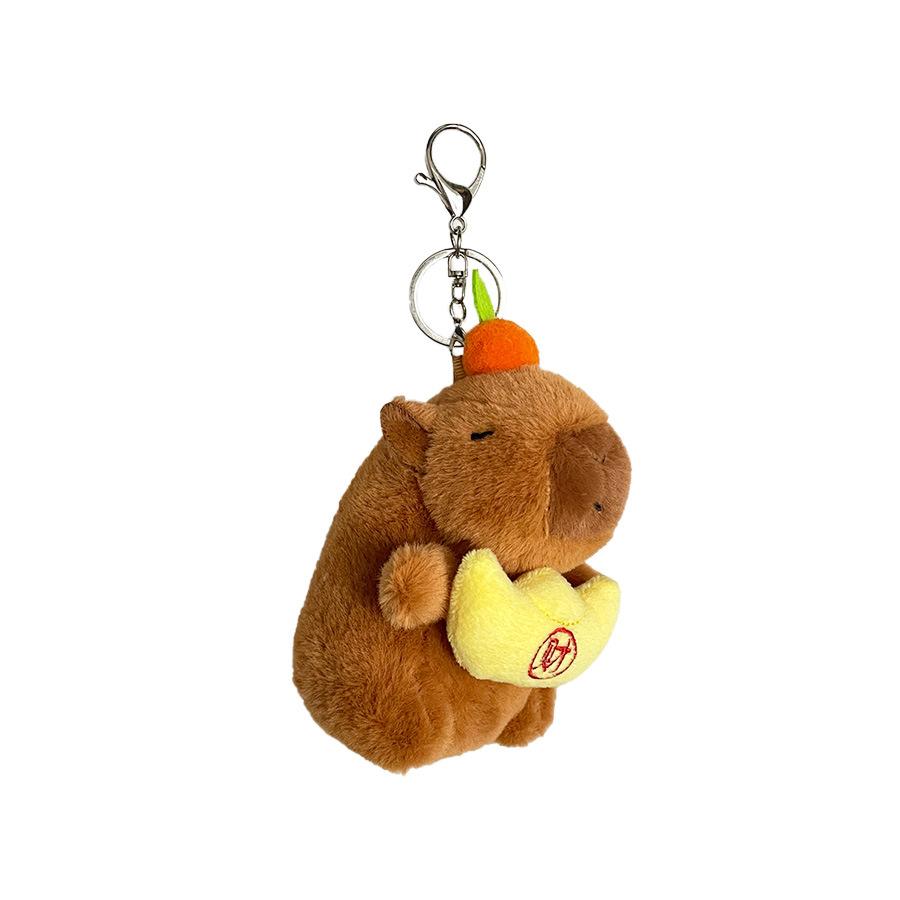Cute Pull Rope Plush Gold Ingot Capybara Orange Kapibala Doll Children's Toy Grab Machine Doll Doll