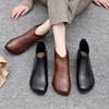 Spring Flat Women's Shoes 2025 Fashion Ankle Boots Retro Casual Plus Size Short Boots Zipper Solid Color Warm Flat Zapatos Mujer