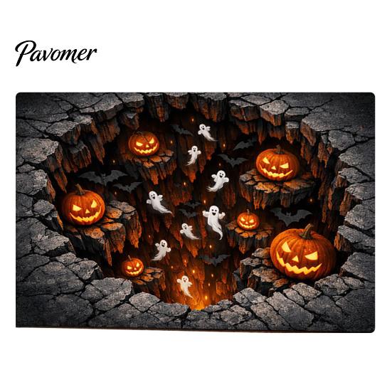 Seasonal Party Accent Piece 3D Halloween Rug, Optical Illusion Floor Mat, Diatomaceous Earth Bath Entryway Rug Spooky Depth Area for Living