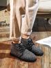 Johnature Casual Women's Short Boots Plush Warm Cotton Shoes Handmade Soft Sole Lace-up Cloth Shoes