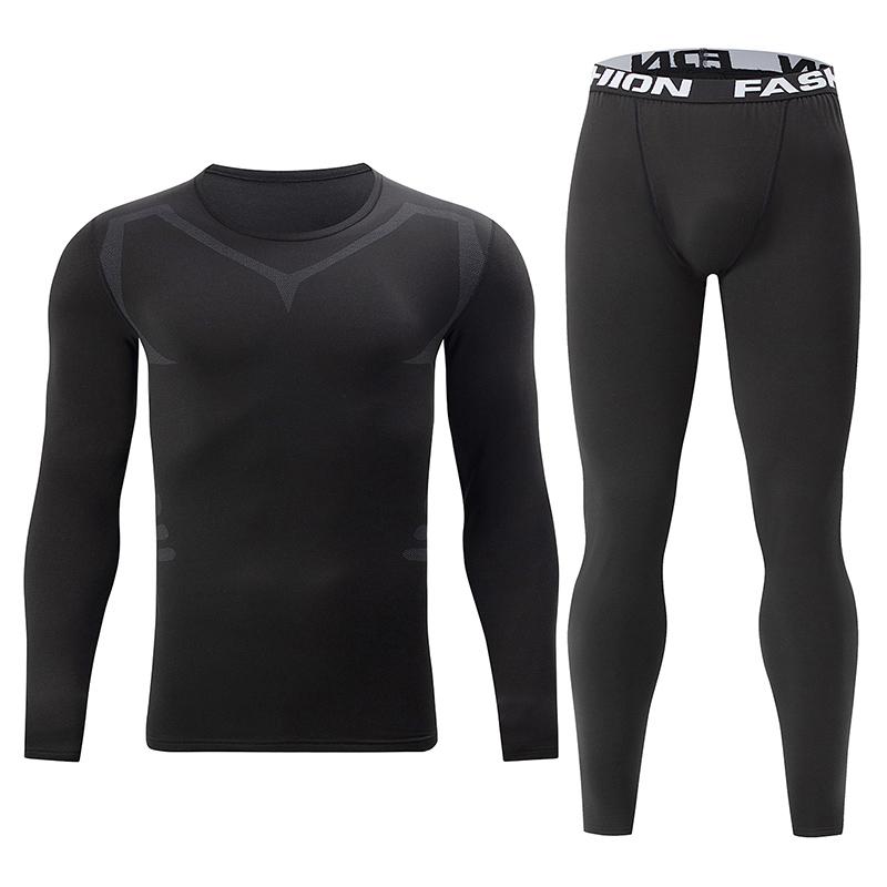 2-piece Men's Warm Corset Warm Suit Corset Jacket and Trousers Men's Fitness Pants Shirt Running Yoga Sports Pants