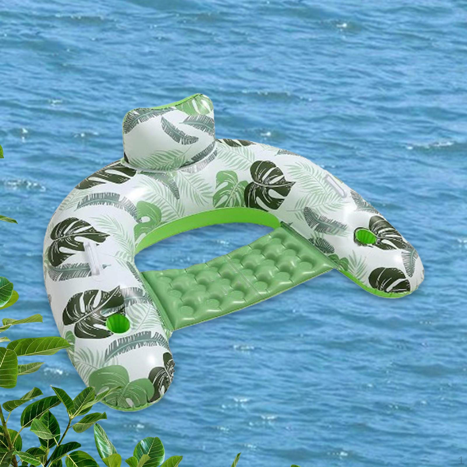 

Comfortable Pool Float Chair with Built-in Cup Holders for Summer Relaxation зелений