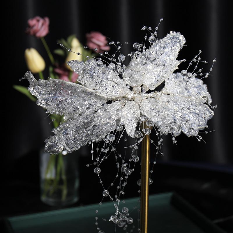

Свадебный головной убор Корейский Супер Фея Бант Кристалл Бисерная Кисточка Гребень для волос Серьги Свадебное платье Пара Аксессуары для волос Женский Трендовый