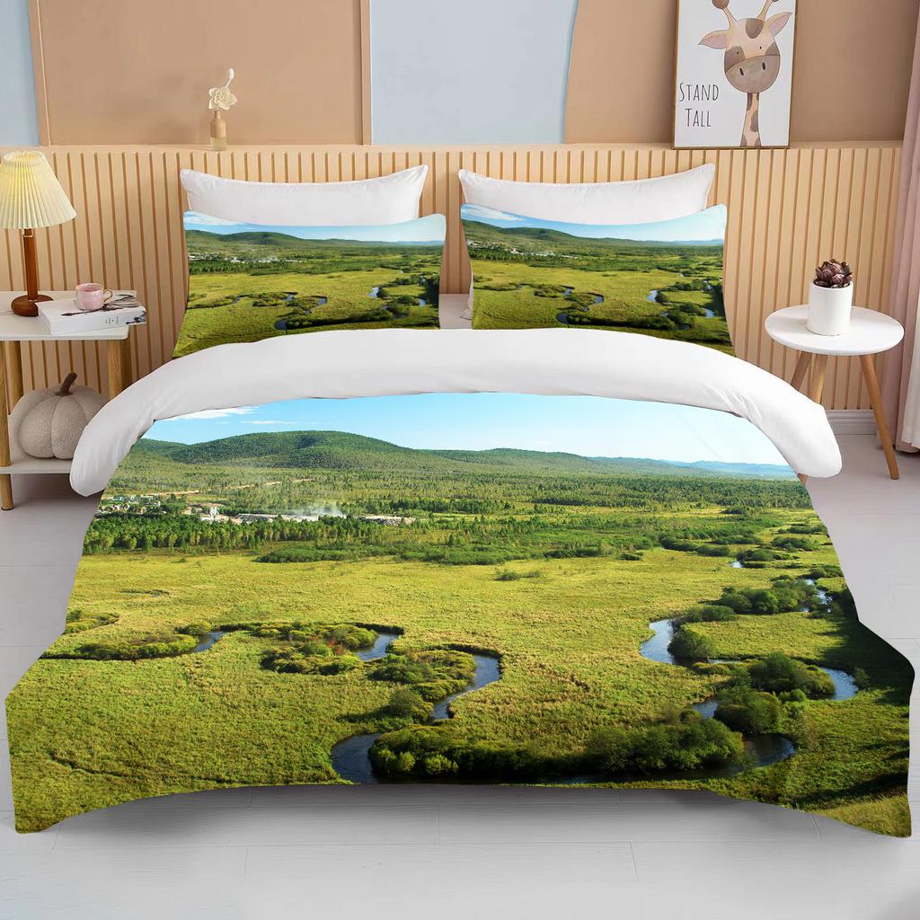 China Grassland European And American King Size Double Bed Children's Bedding  Microfiber Or Polyester Duvet Cover 3 Piece Set