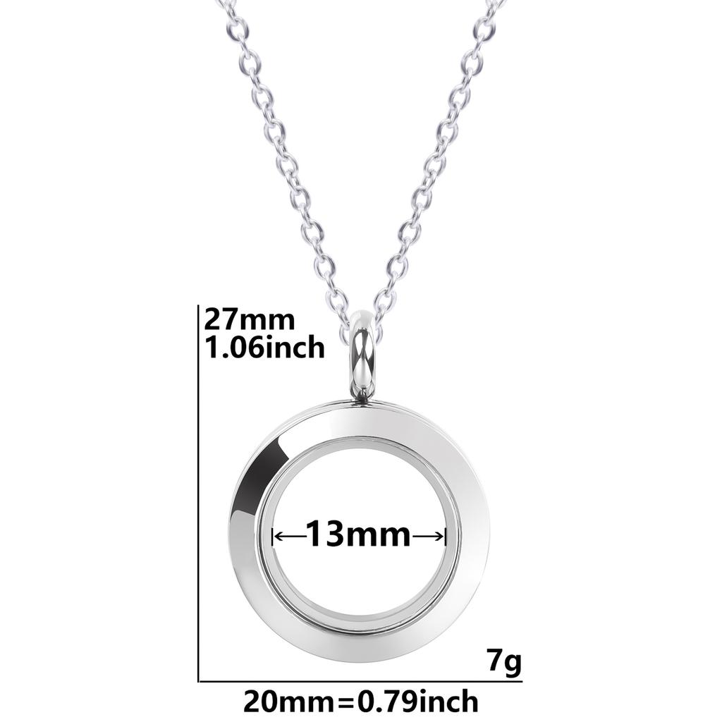 1Pc Stainless Steel Openable Glass Medaillon Coin Holder Collar Jewelry Round Reliquary Photo Floating Locket Pendant Necklaces