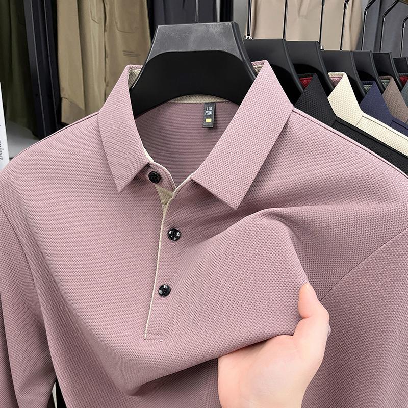 Men's Polo Shirt Men's Lapel Long-sleeved T-shirt Men's High-end Basic Bottoming Shirt Men's Clothing