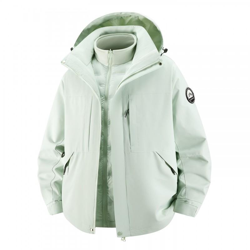 Men Women 3-in-1 Outdoor Waterproof Windproof Jacket With Detachable Down Inner Layer Hiking Camping Winter