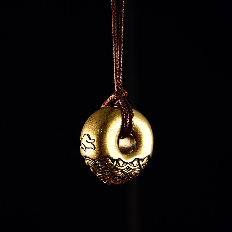 

Brass Pixiu Safety Chain Key Pendant Car Keychain Bag Pendant One Size золотий