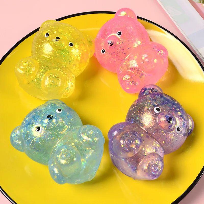 Fidget Bear Toy Squid Sparkling Soft Candy Bear Needoh Cute Animal Anti Stress Soft Resting Squeezing Toy Pinching