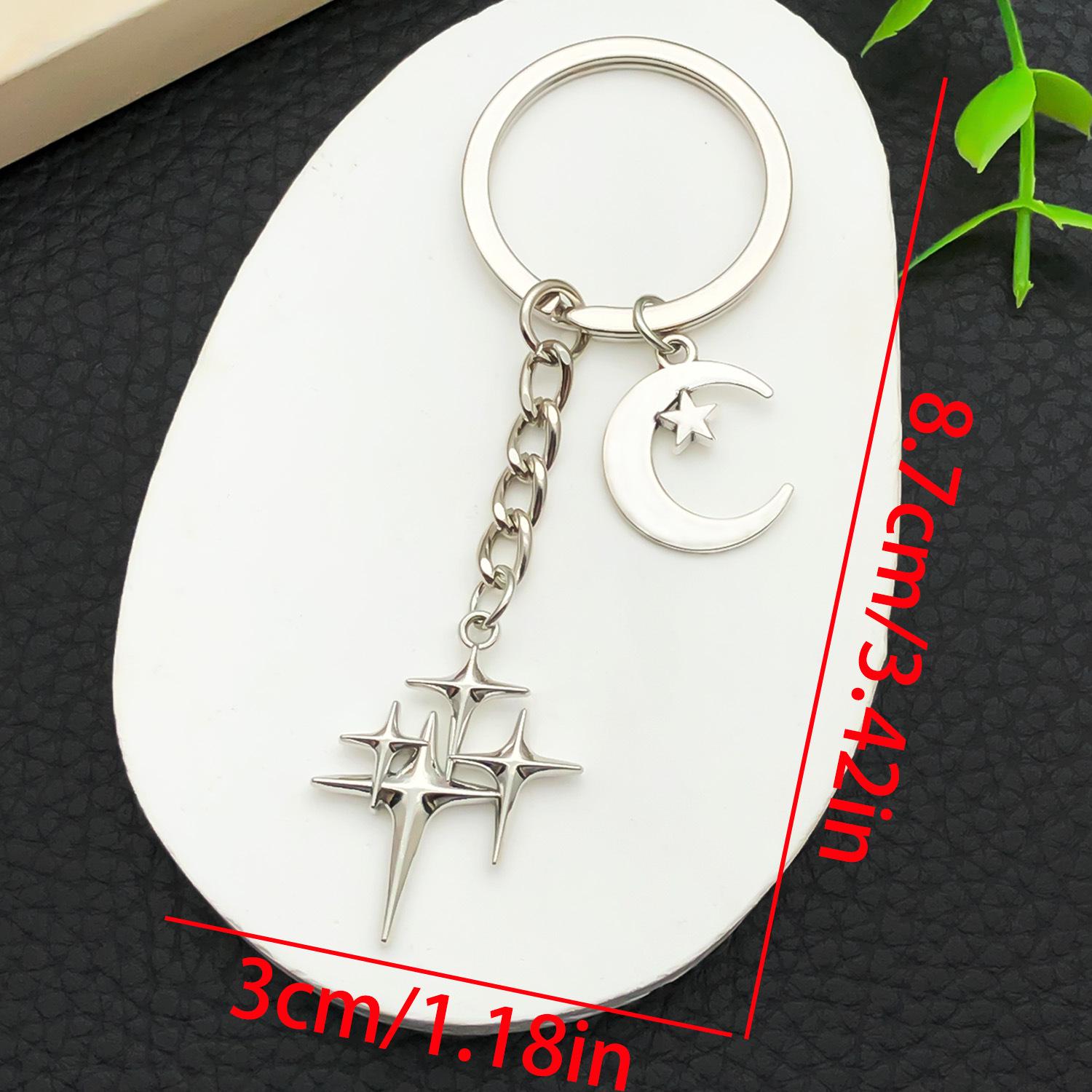 Creative Antique Silver Moon & Star Keychain – Zinc Alloy Key Hanger Star Gift