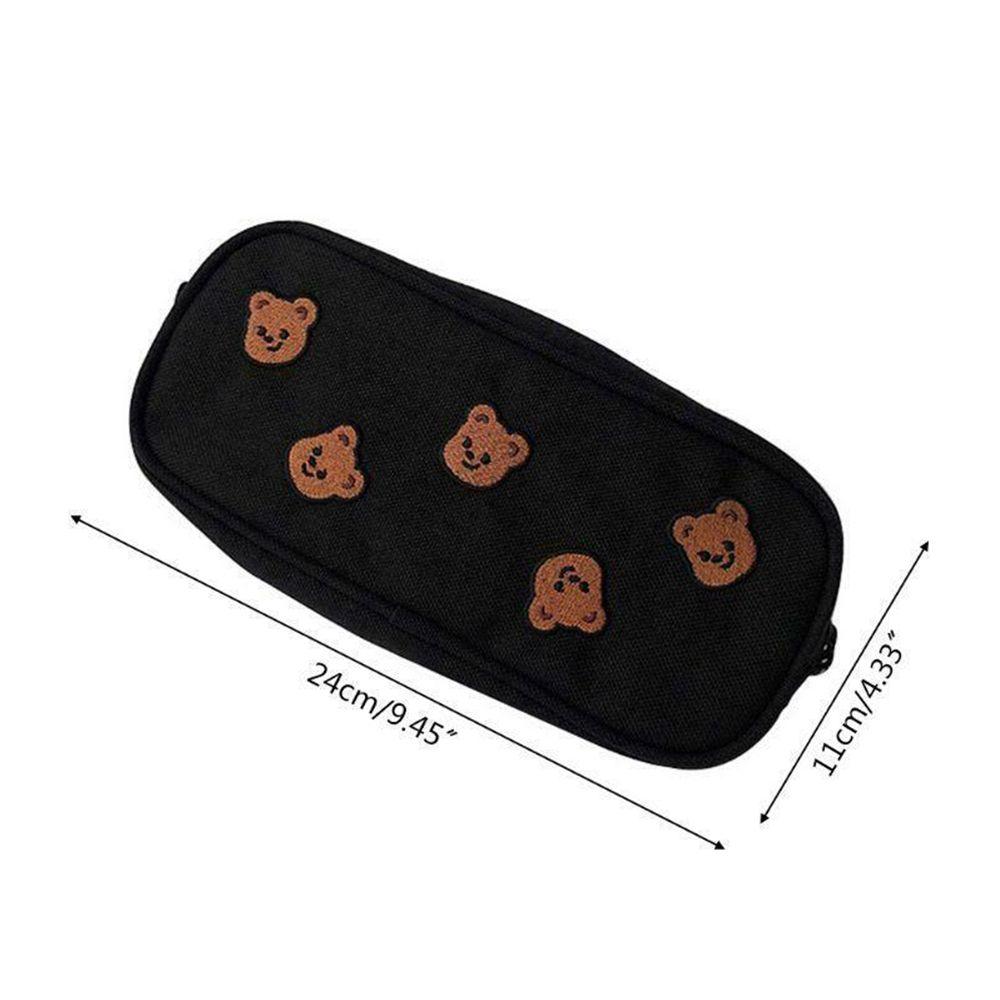 Practical Embroidery Canvas Pencil Bag Kids Gift Pen Case Kawaii Bear
