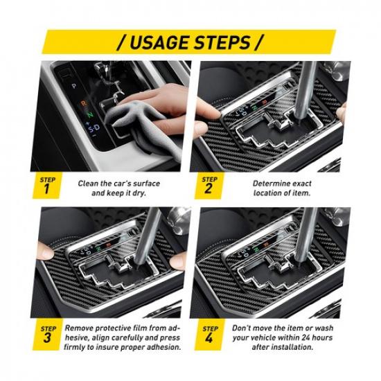 Fit Toyota Tundra 2014- Gear Shift Panel Carbon Fiber Interior Frame Trim 3X