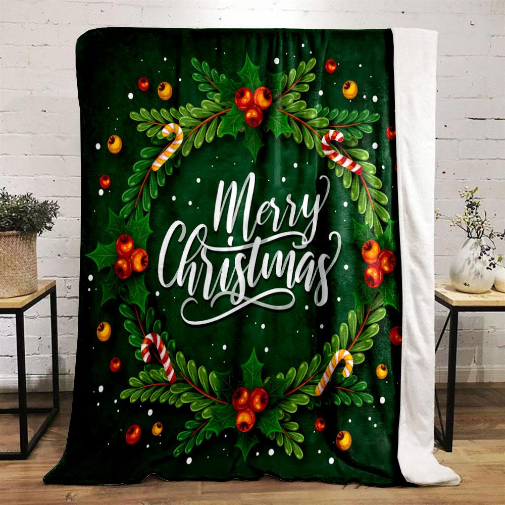 Christmas Wreath Blanket bedroom Blanket for Livingroom Couch lunch break Soft throw for Friend's festival Gift