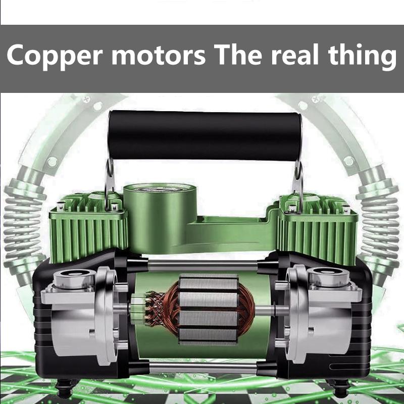 Cigarette Lighter Precision Pointer 50 Rotor Double Pump Cylinder Air Compressor Car Tire Portable Heavy Duty Tire Led Light 12v