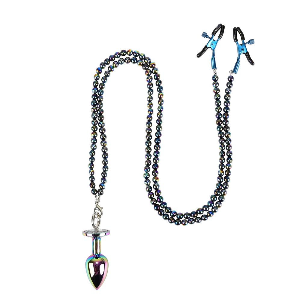 Small Medium Large Anal Beads Butt Plug Pearl Nipple Clamps Set With Chain Metal Breast Clip Bondage Slave Couple Game Sex Toy