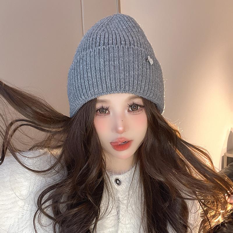 Hats for Women In Autumn and Winter Big Head Circumference Warm Knitted Hat Korean Style Versatile Ear Protection Cold Hat Couple Love Wool Hat