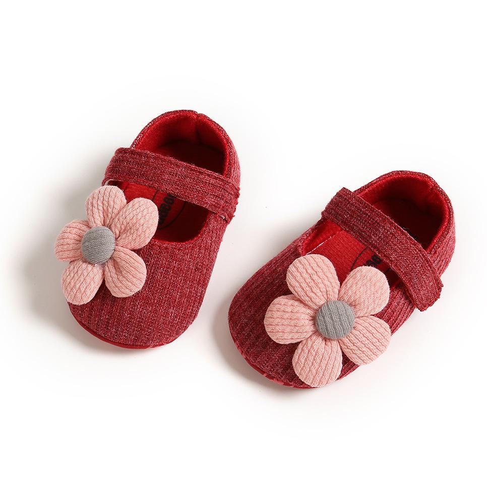 Soft Wool Princess Baby Girl Shoes with Small Flower, Ideal for 0-1 Year Olds