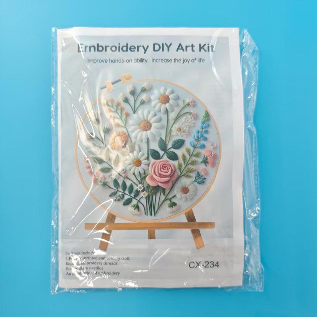 1set Floral Embroidery Kit, Including Stitch Instructions and Tools, Suitable for Beginners, DIY Cross-stitch Craft Materials.
