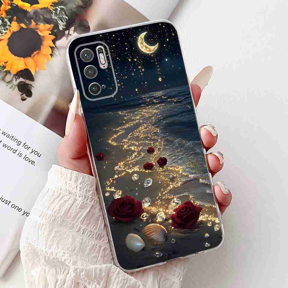 For Redmi Note 10 5G Case Fashion Rose Bow Soft Silicone TPU Back Cover For Xiaomi POCO M3 Pro 5G 6.5" Shockproof Phone Cases