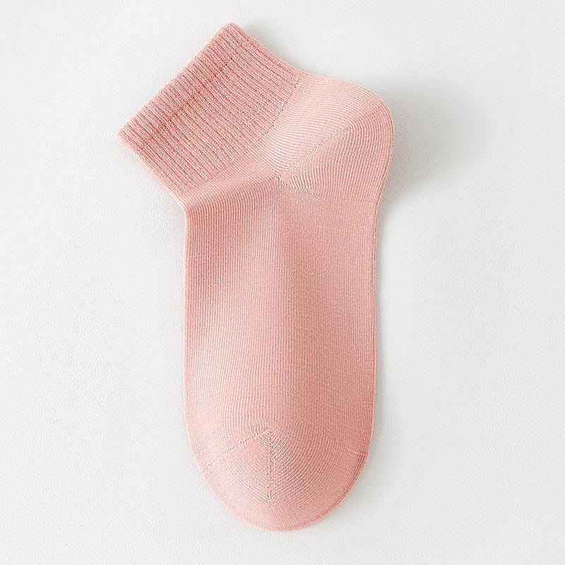 Women's Spring and Summer Anti-odor Mid-calf Socks, Sweat-absorbing and Breathable Thin Solid-color Cotton Socks, Casual Summer Antibacterial Socks